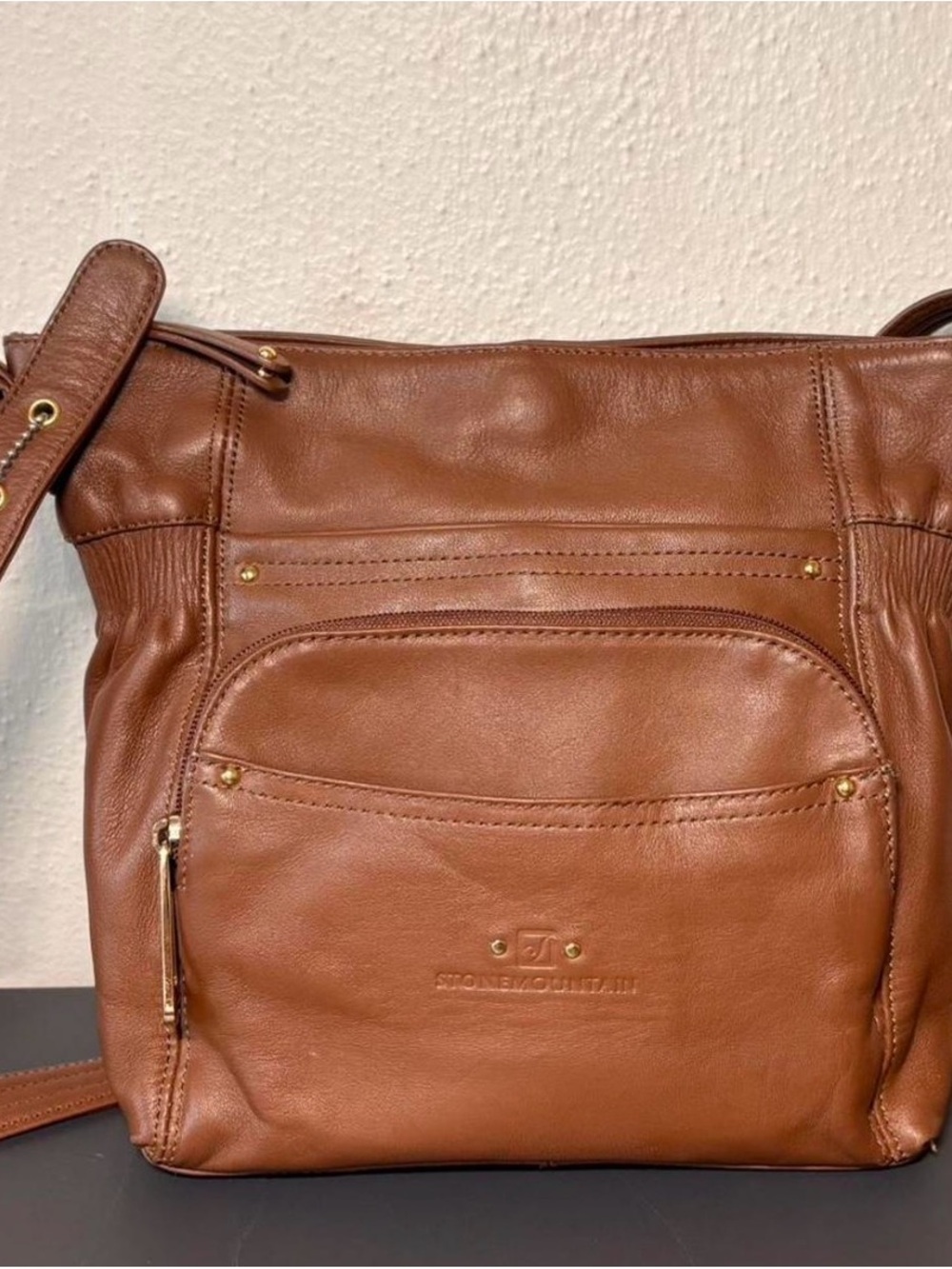Retro Stone‎ Mountain Accessories Cognac Brown Leather Crossbody Shoulder Bag